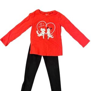 Carter's Red Valentine Dog and Cat Graphic Long Sleeve Shirt with Leggings